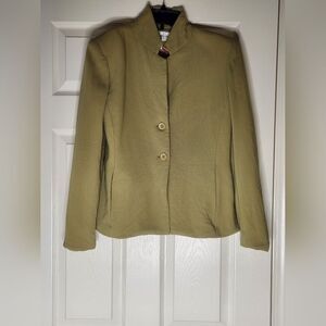 Jones New York 4 GoldOlive 100% PureNew WOOL Pockets 2Buttons Lined Women Blazer